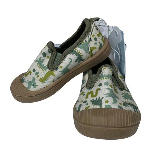 Cat & Jack NWT Dinosaurs Print Tennis Shoes Green and Beige Size 5 Toddler - Picture 3 of 10